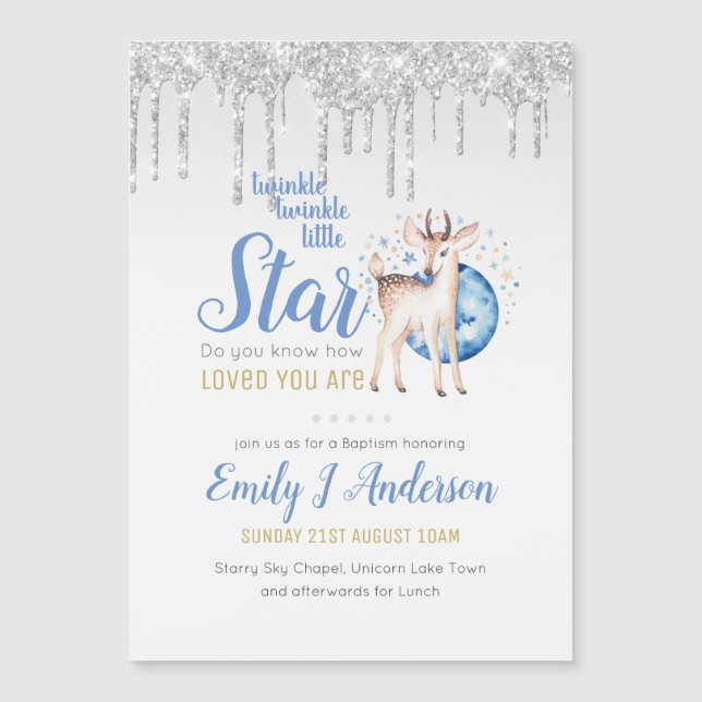 Carte Magnétique TWINKLE Star DriParties scintillant Bois Cerf BAPT (Devant)