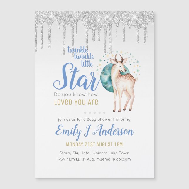 Carte Magnétique TWINKLE Star Parties scintillant à goutte Bois Cer (Devant)