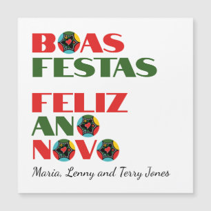 Carte Magnétique Typographie minimaliste Salutations de Noël portug