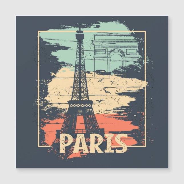 Carte Magnétique Typographie parisienne : affiche Eiffel abstraite. (Devant)