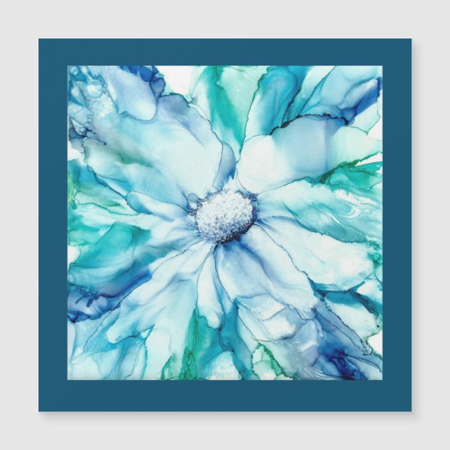Carte Magnétique Un aimant/carte fleuri vert, bleu magnifique et un (Devant)