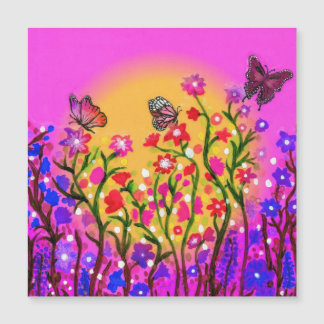 Carte Magnétique Un aimant unique avec de beaux fleurs sauvages