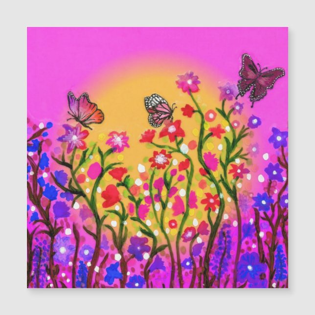 Carte Magnétique Un aimant unique avec de beaux fleurs sauvages (Devant)