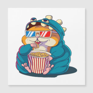 Carte Magnétique Un hamster drôle portant des lunettes mange du pop