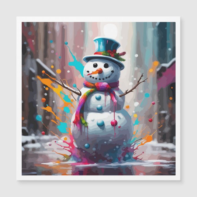 Carte Magnétique Un joyeux calendrier Snowman (Devant)