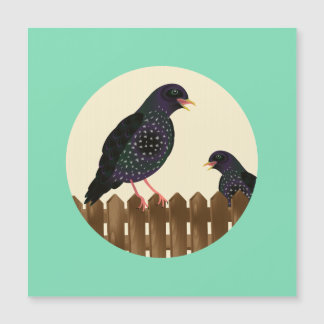 Carte Magnétique Un oiseau de jardin commun s'est assis sur une clô