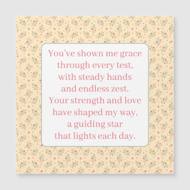 Carte Magnétique Un poème pour grand-mère (Devant)