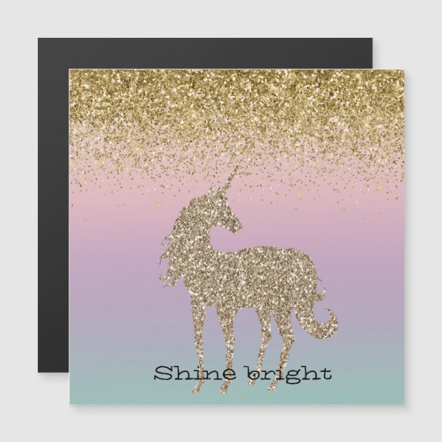 Carte Magnétique Unicorn Ombre Gold Parties scintillant (Devant / Derrière)