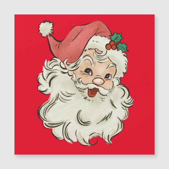 Carte Magnétique Unique Retro Père Noël (Devant)