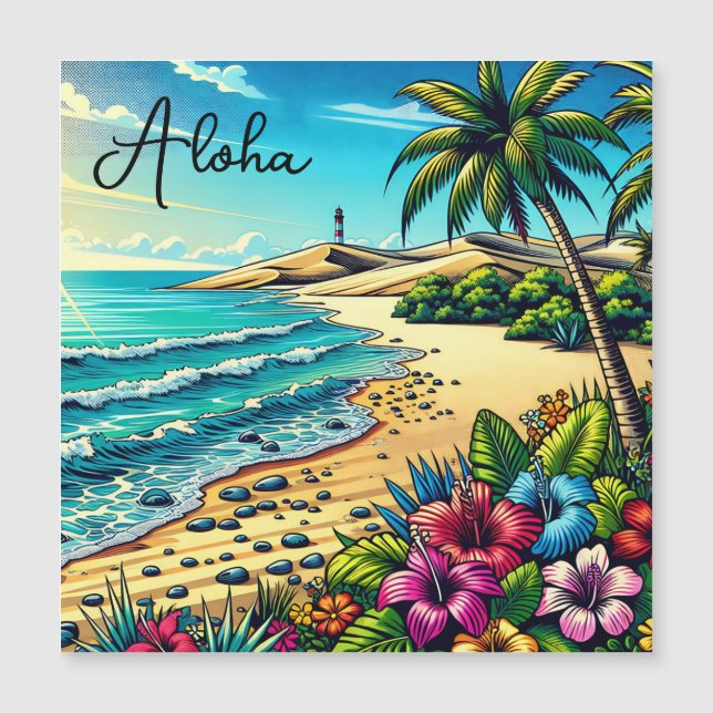 Carte Magnétique Vacances Aloha Océan Tropical (Devant)