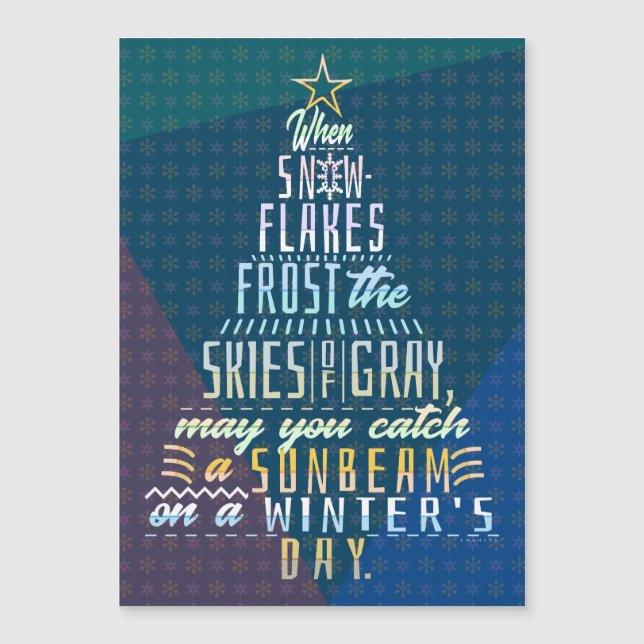 Carte Magnétique Vacances d'hiver Noël Arbre de neige Poème (Devant)