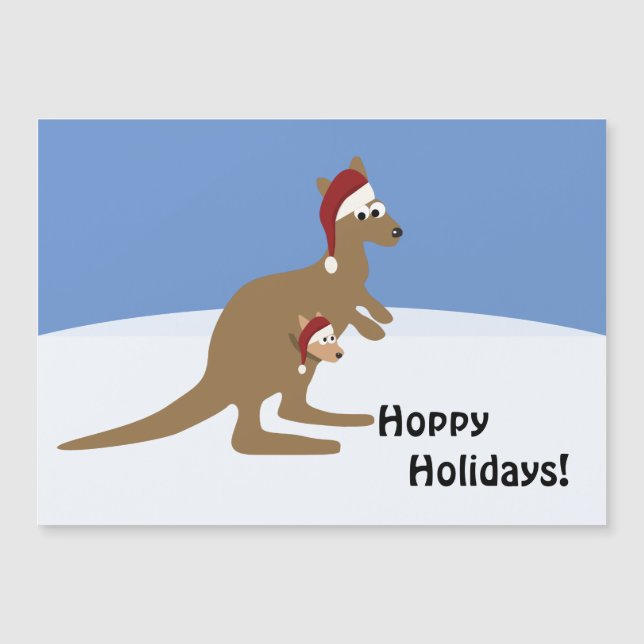 Carte Magnétique Vacances Hoppy Noël Kangaroo et Joey (Devant)