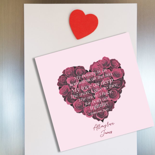 Carte Magnétique Valentines Coeur moderne Rose Citation romantique  (Créateur téléchargé)