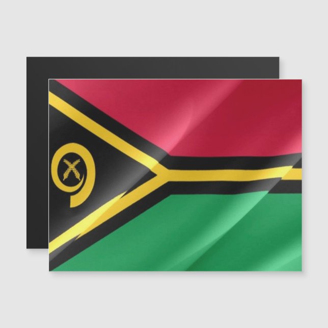 Carte Magnétique Vanuatu - Drapeau d'agitation - (Devant / Derrière)