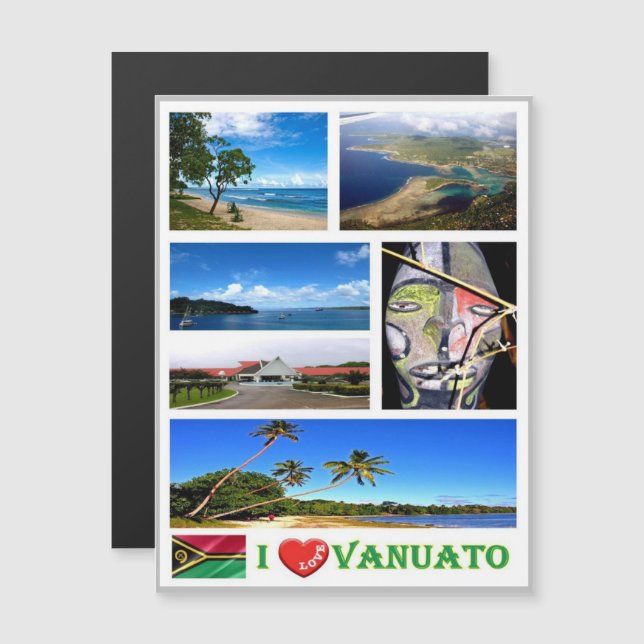 Carte Magnétique Vanuatu - I Love - (Devant / Derrière)