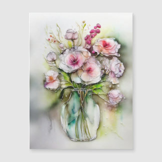 Carte Magnétique Vase en verre avec fleurs