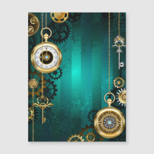 Carte Magnétique Veille bijoux Steampunk sur un Arrière - plan vert