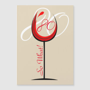 Carte Magnétique Verre à vin rouge motivant moderne 80e anniversair