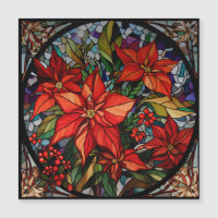 Verre coloré Style Poinsettias & Holly
