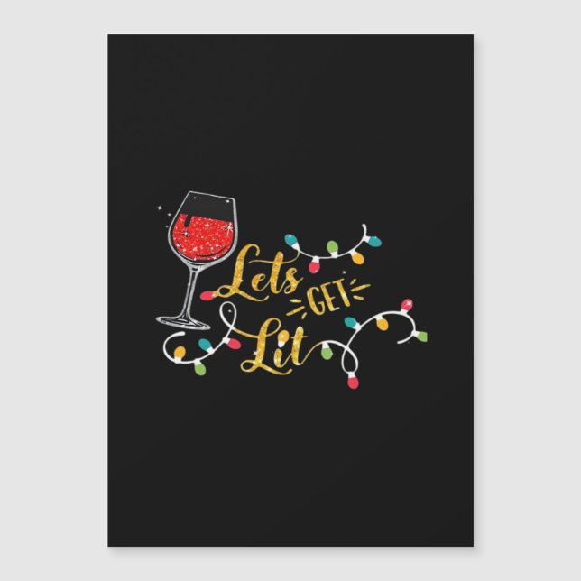 Carte Magnétique Verres à vin Allumons la fête Lumières de Noël Boi (Devant)