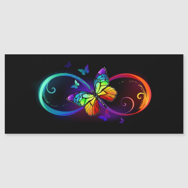 Carte Magnétique Vibrant infinity with rainbow butterfly on black (Devant)