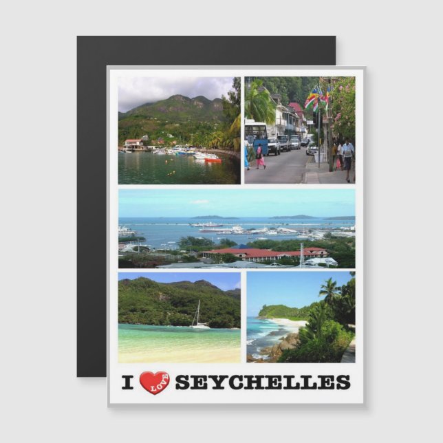 Carte Magnétique Victoria - Seychelles - I Love - (Devant / Derrière)
