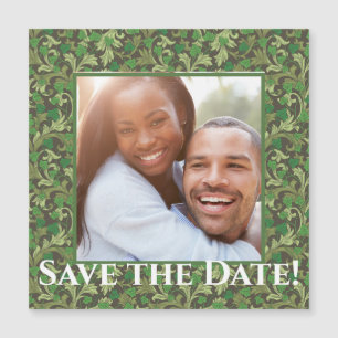 Carte Magnétique Victorian Vintage Green Ivy Enregistrer la date