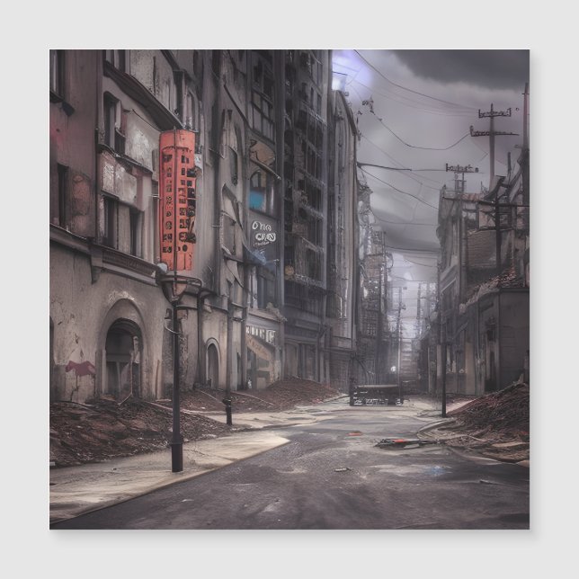 Carte Magnétique Ville abandonnée | Monde Dystopique post-apocalypt (Devant)