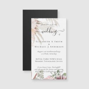 Carte Magnétique Vin de Bourgogne Pampas Grass Mariage Tropical