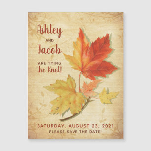Carte Magnétique Vintage Automne Maple Feuilles mariage Enregistrer