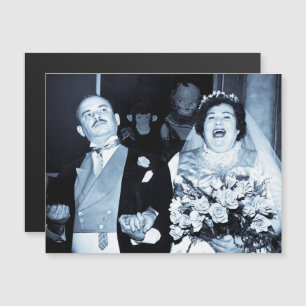 Carte Magnétique Vintage Mariage Photo Happy Couple Funny Mariée
