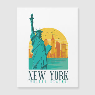 Carte Magnétique Vintage Rétro Skyline de New York