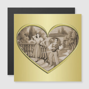 Carte Magnétique Vintage Romance couple, homme et femme, or