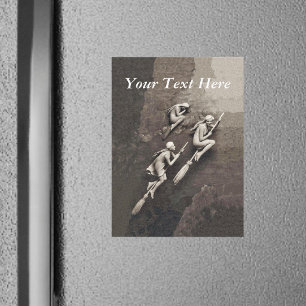 Carte Magnétique Vintage Trois Sorcières Halloween Volant Salles