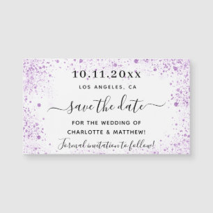 Carte Magnétique Violet violet blanc mariage enregistrer la date ai