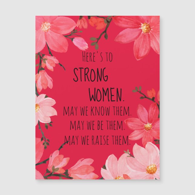 Carte Magnétique Voici les femmes fortes Cherry rouge floral magnét (Devant)