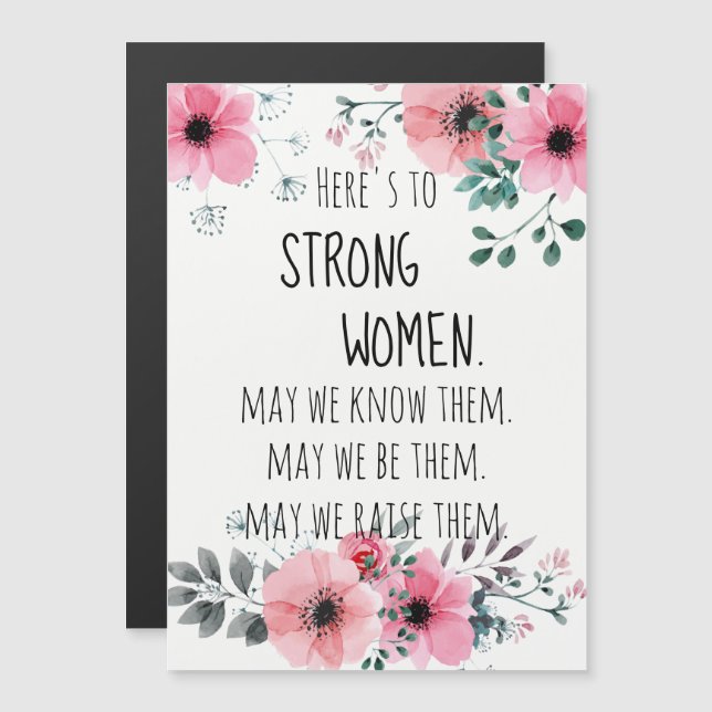Carte Magnétique Voici une citation de femmes fortes Aquarelle Flor (Devant / Derrière)