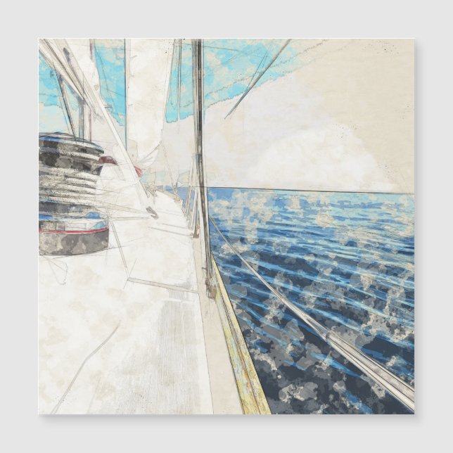 Carte Magnétique Voilier marin Serene Nautical Yacht Seascape - Élé (Devant)