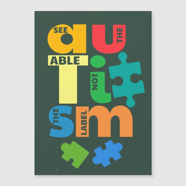 Carte Magnétique Voir La Table Pas La Sensibilisation sur l'autisme (Devant)
