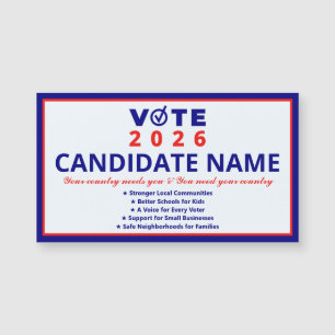 Carte Magnétique Vote 2026 Nom du candidat Campagne patriotique