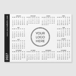 Carte Magnétique Votre logo ici 2027 Calendrier magnétique blanc