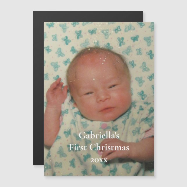 Carte Magnétique Votre photo Baby Personnalisé Premier Noël (Devant / Derrière)