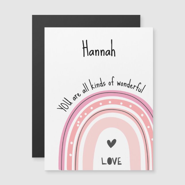Carte Magnétique Vous êtes Merveilleux Aquarelle rose arc-en-ciel (Devant / Derrière)