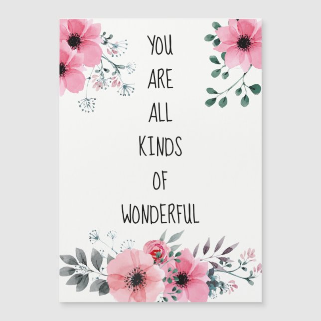 Carte Magnétique Vous êtes Merveilleux Aquarelle rose Floral Card (Devant)