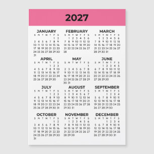 Carte Magnétique Vue annuelle 2027 Calendrier magnétique rose vif