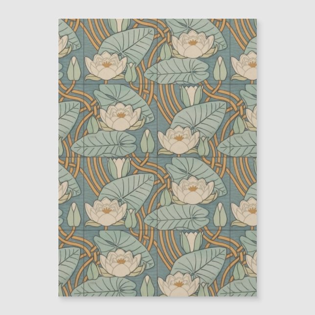 Carte Magnétique Water Lys Lily Art Nouveau Nature (Devant)