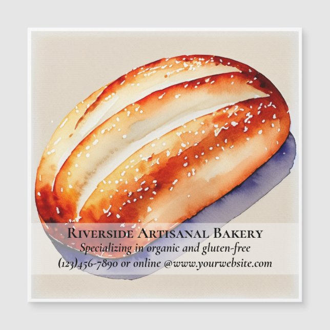 Carte Magnétique Watercolor Bakery Business Magnetic Card (Devant)