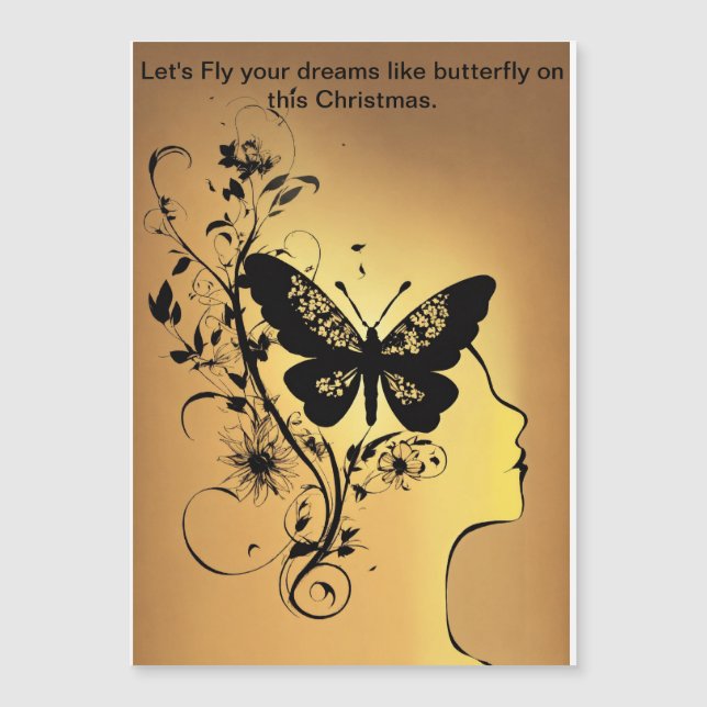 Carte Magnétique Whispers d'hiver : salutations sur les ailes papil (Devant)