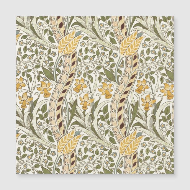 Carte Magnétique William Morris Daffodil Garden Flower Classic Bota (Devant)