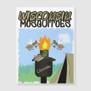 Carte Magnétique Wisconsin Mosquitoes Cartoon